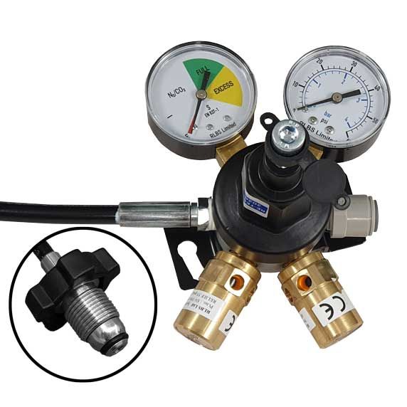 RLBS - Mixed Gas Primary Gas Bottle Regulator (Wall Mount) with 2 Gauges