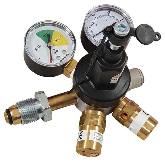 RLBS - Mixed Gas Primary Gas Regulator (Bottle Mount) with 2 Gauges