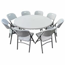 Load image into Gallery viewer, 5ft Fold Up Circle Table &amp; Chair Set Hire

