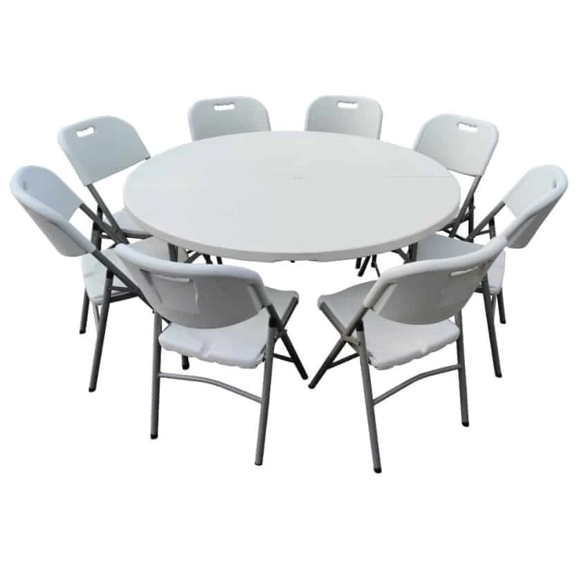5Ft Round Fold Up Table Set